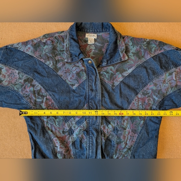 Vintage Levon Denim Floral Patchwork Bomber Jacket Cotton 90s - Picture 9 of 15